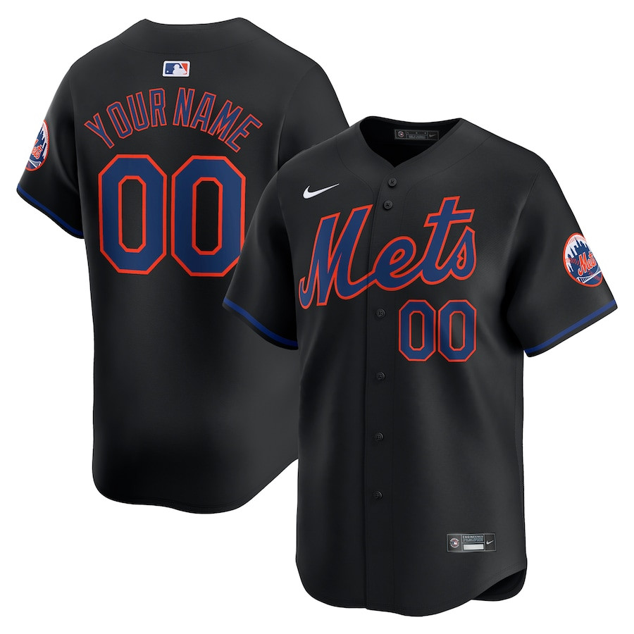 New York Mets Alternate Limited Custom Black MLB Jersey Men's