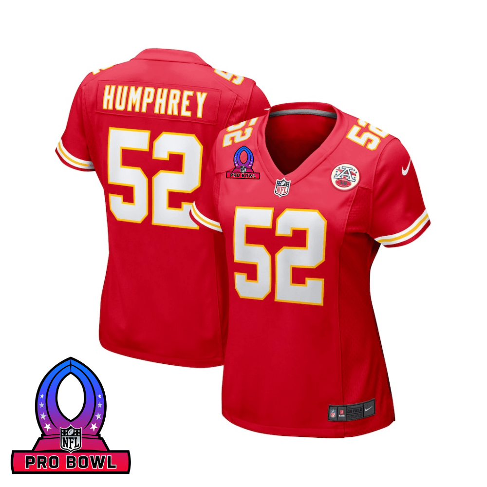Creed Humphrey 52 Kansas City Chiefs 2025 Pro Bowl Patch Game Red NFL Jersey Women's