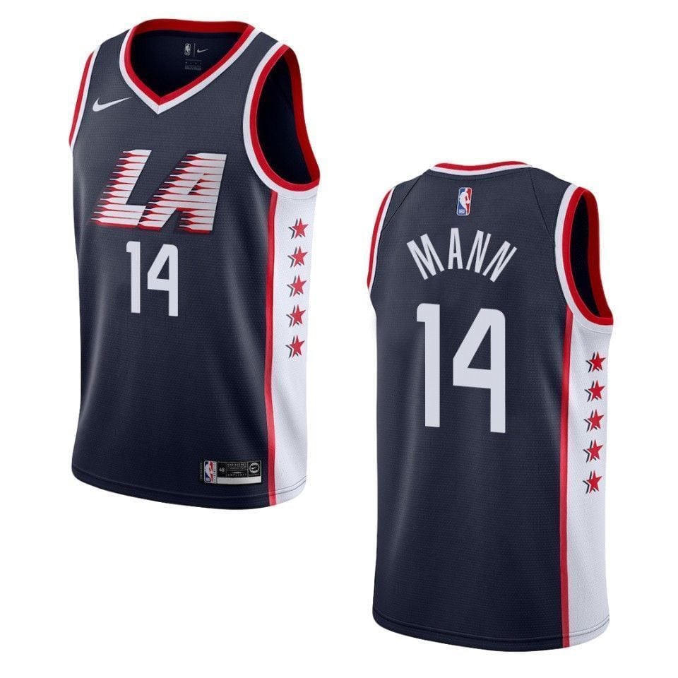Los Angeles Clippers 14 Terance Mann City Swingman Navy NBA Jersey Men's