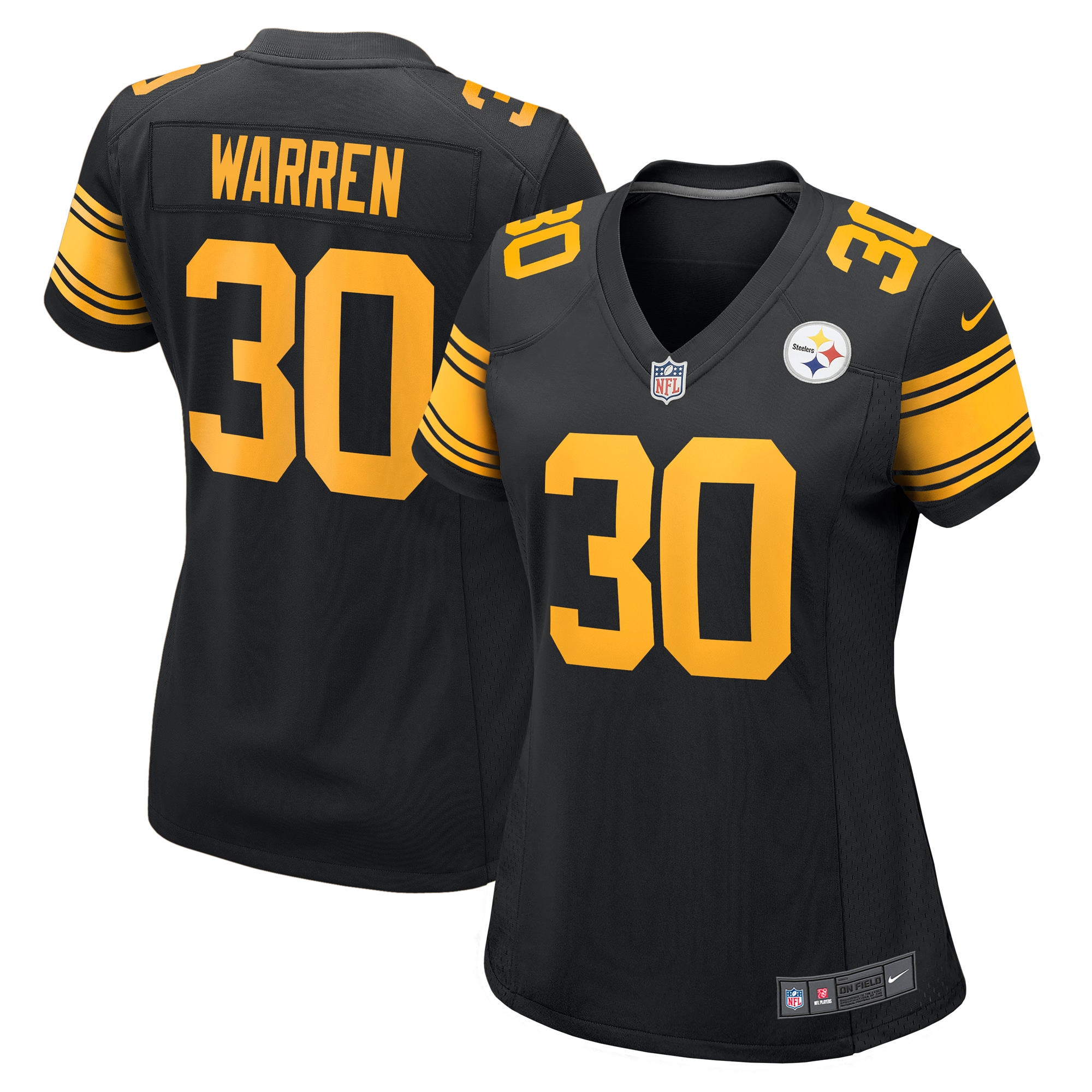 Pittsburgh Steelers Jaylen Warren Black Alternate Game NFL Jersey Women's