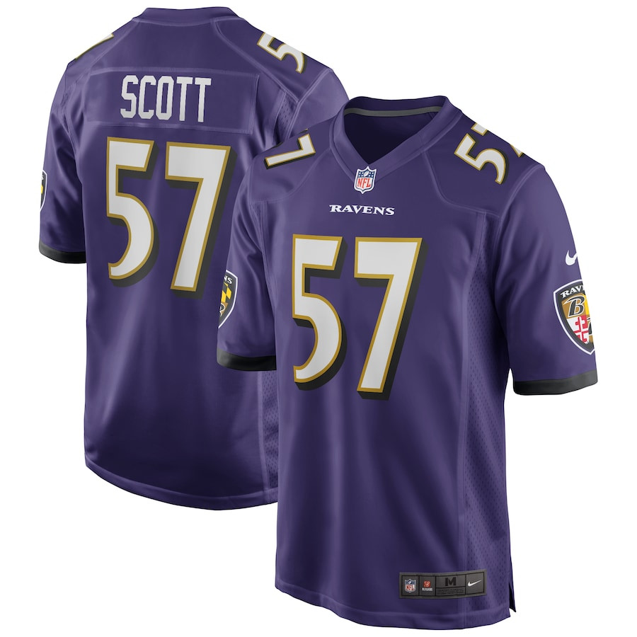 Bart Scott 57 Baltimore Ravens Game Retired Purple NFL Jersey Men's