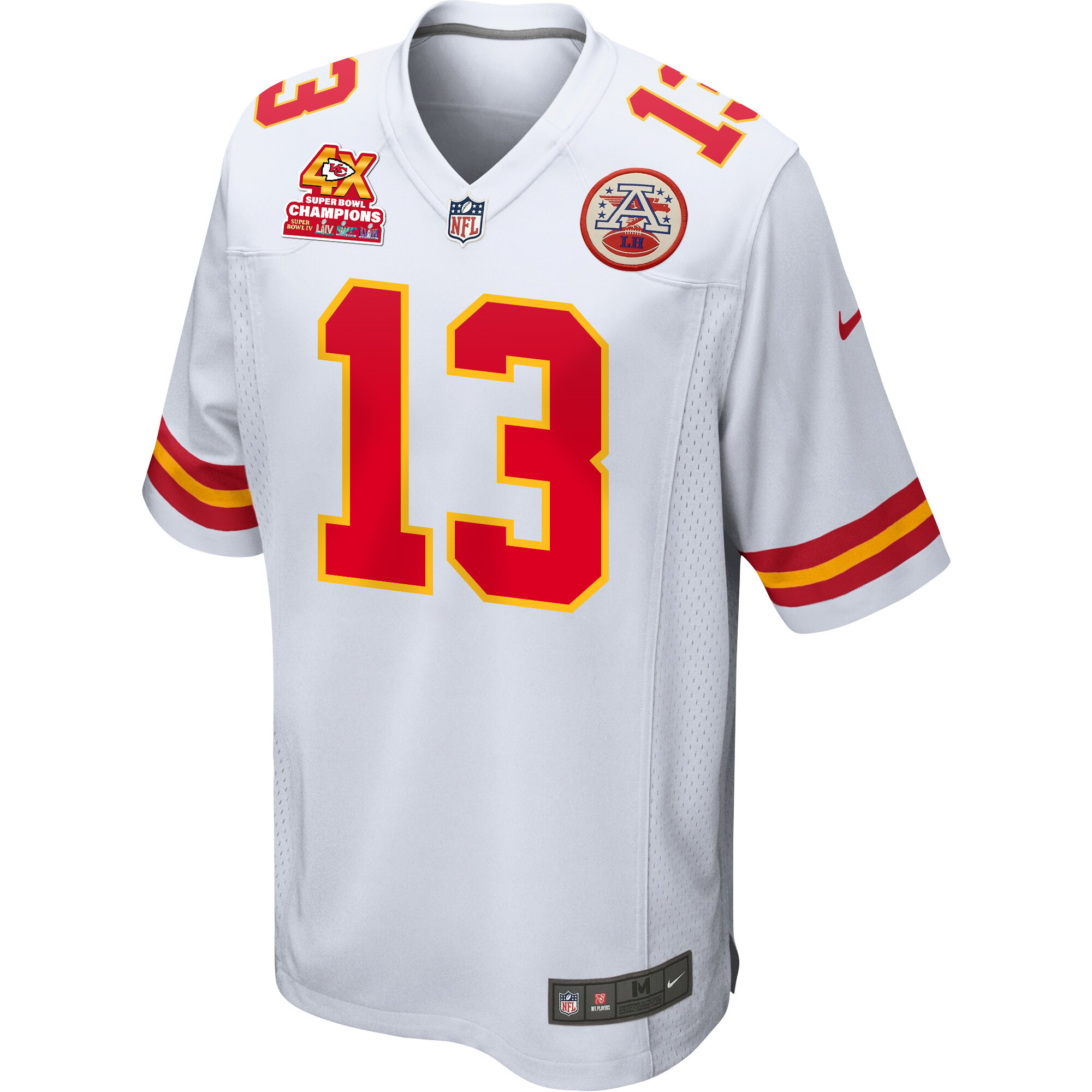 Nazeeh Johnson 13 Kansas City Chiefs Super Bowl LVIII Champions 4X Game White NFL Jersey Men's