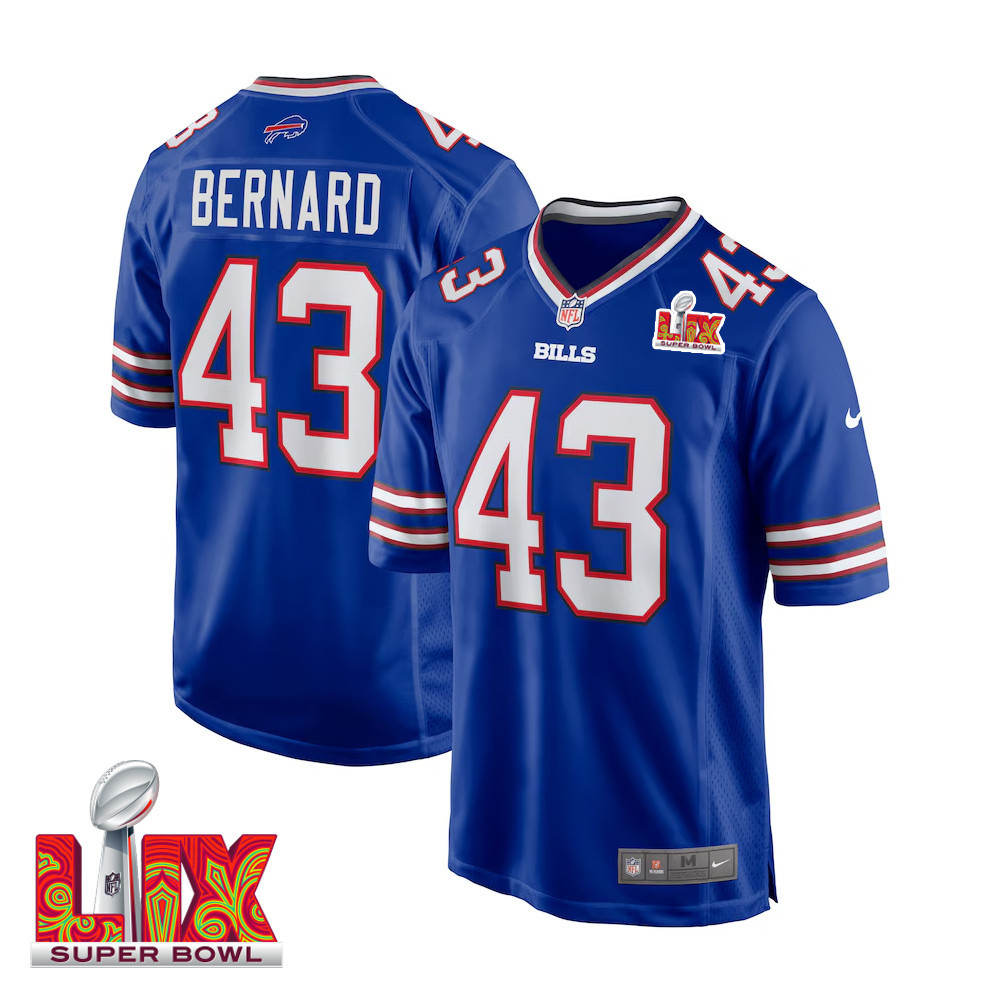 Terrel Bernard #43 Buffalo Bills Super Bowl LIX Royal NFL Jersey Men's
