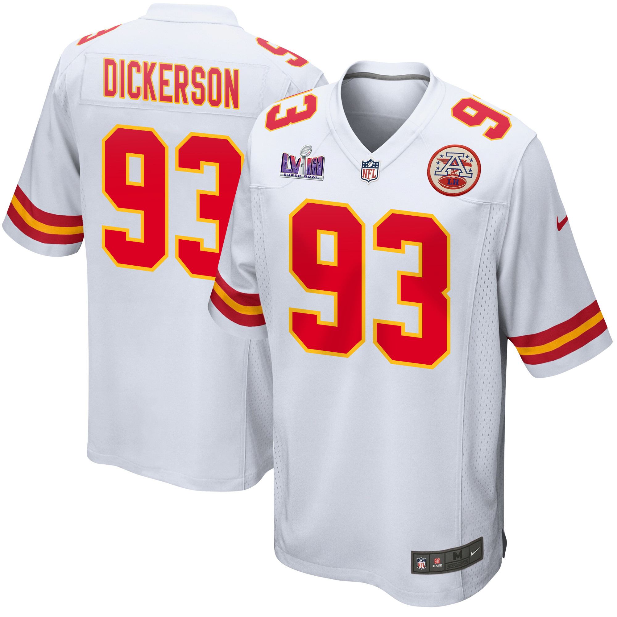 Matt Dickerson 93 Kansas City Chiefs Super Bowl LVIII Patch Game White NFL Jersey Men's