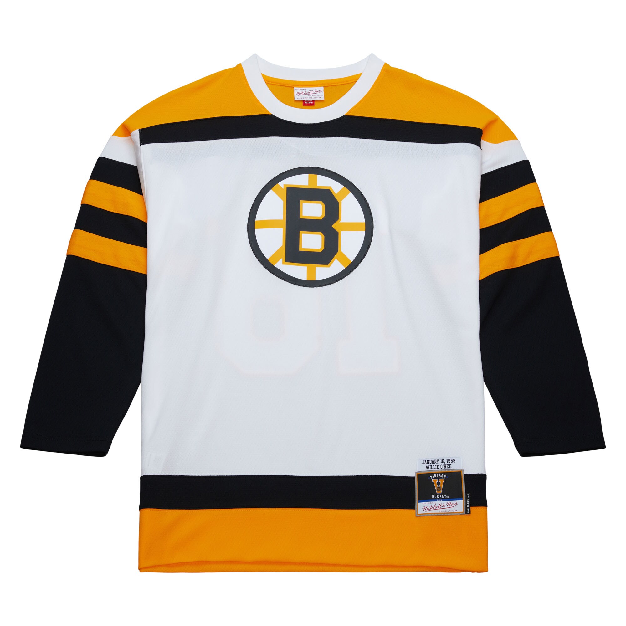 Boston Bruins Willie O'Ree Mitchell Ness White 1958 Blue Line Player NHL Jersey Men's