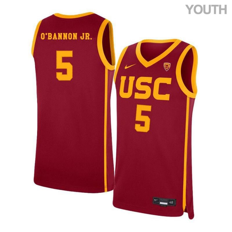 5 Charles OBannon Jr Red Elite USC Trojans NCAA Jersey Youth