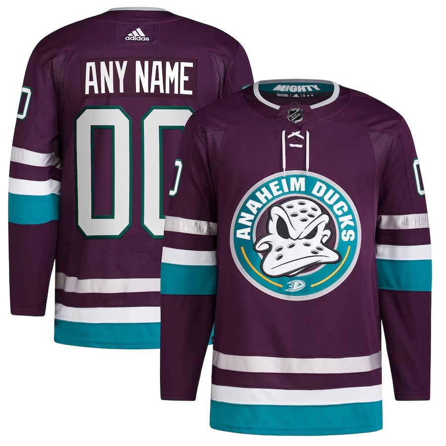 Anaheim Ducks Alternate 30th Anniversary Primegreen Custom Purple NHL Jersey Men's