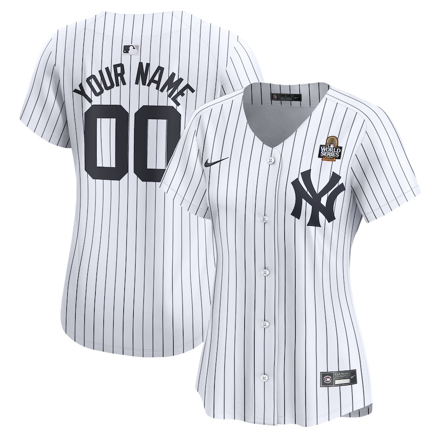 New York Yankees 2024 World Series Home Custom Limited White MLB Jersey Women's