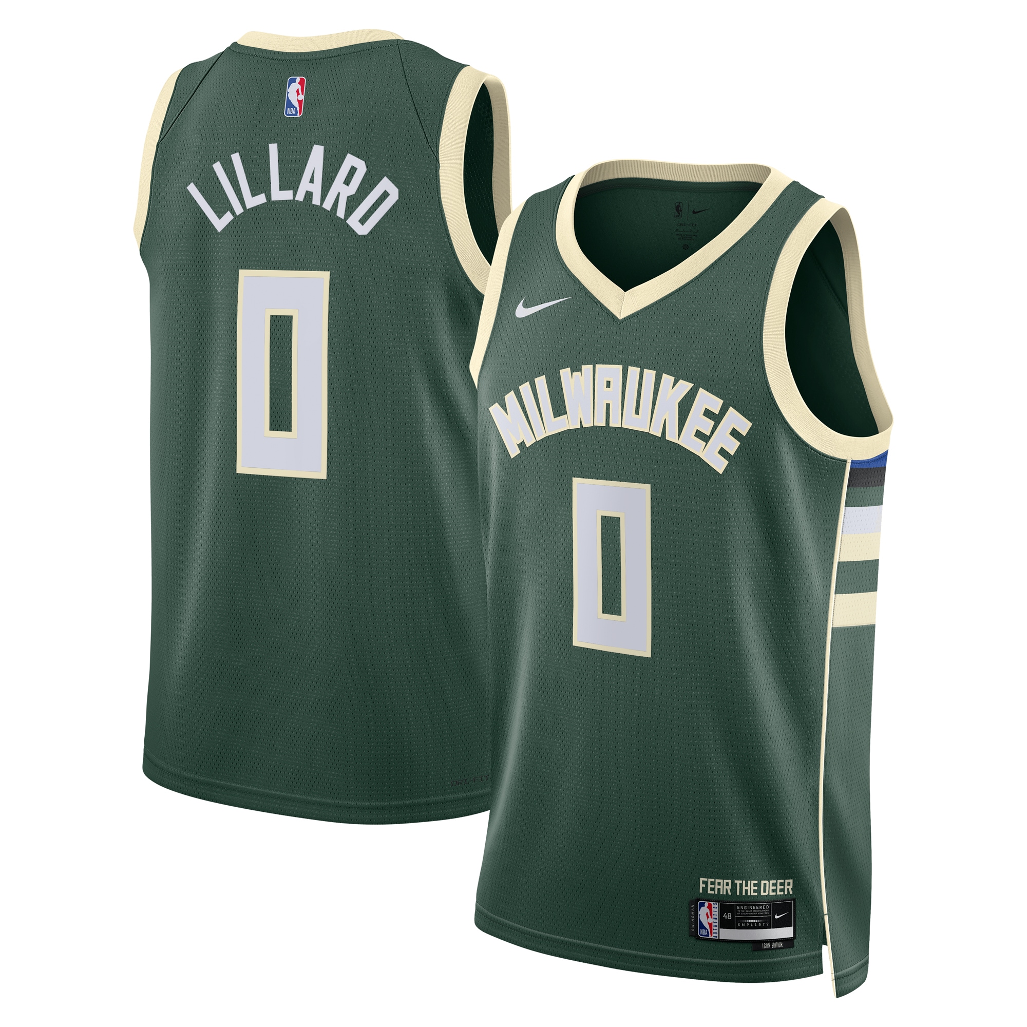 Milwaukee Bucks Icon Edition Swingman Hunter Green Damian Lillar Unisex NBA Jersey Unisex