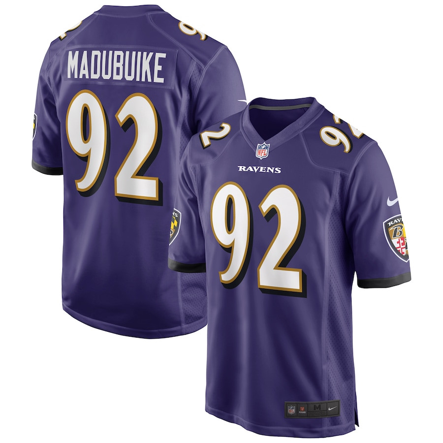 Justin Madubuike 92 Baltimore Ravens Game Purple NFL Jersey Men's