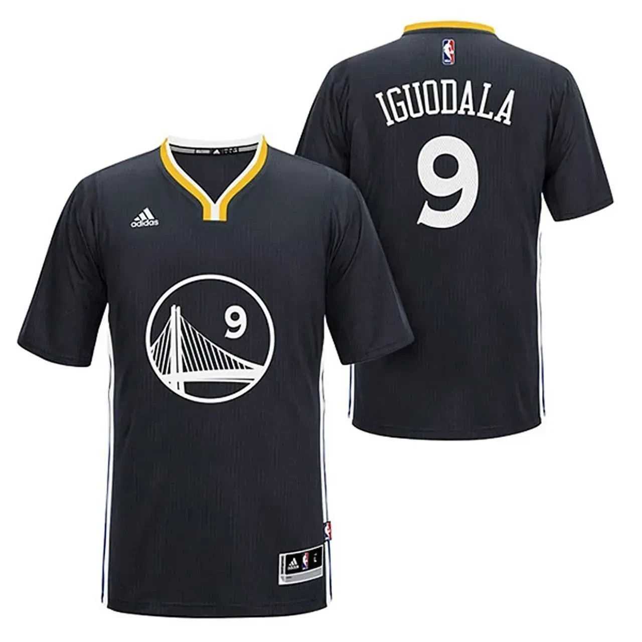 Andre Iguodala Golden State Warriors 9 2014-15 New Swingman Black With Sleeves NBA Jersey Men's