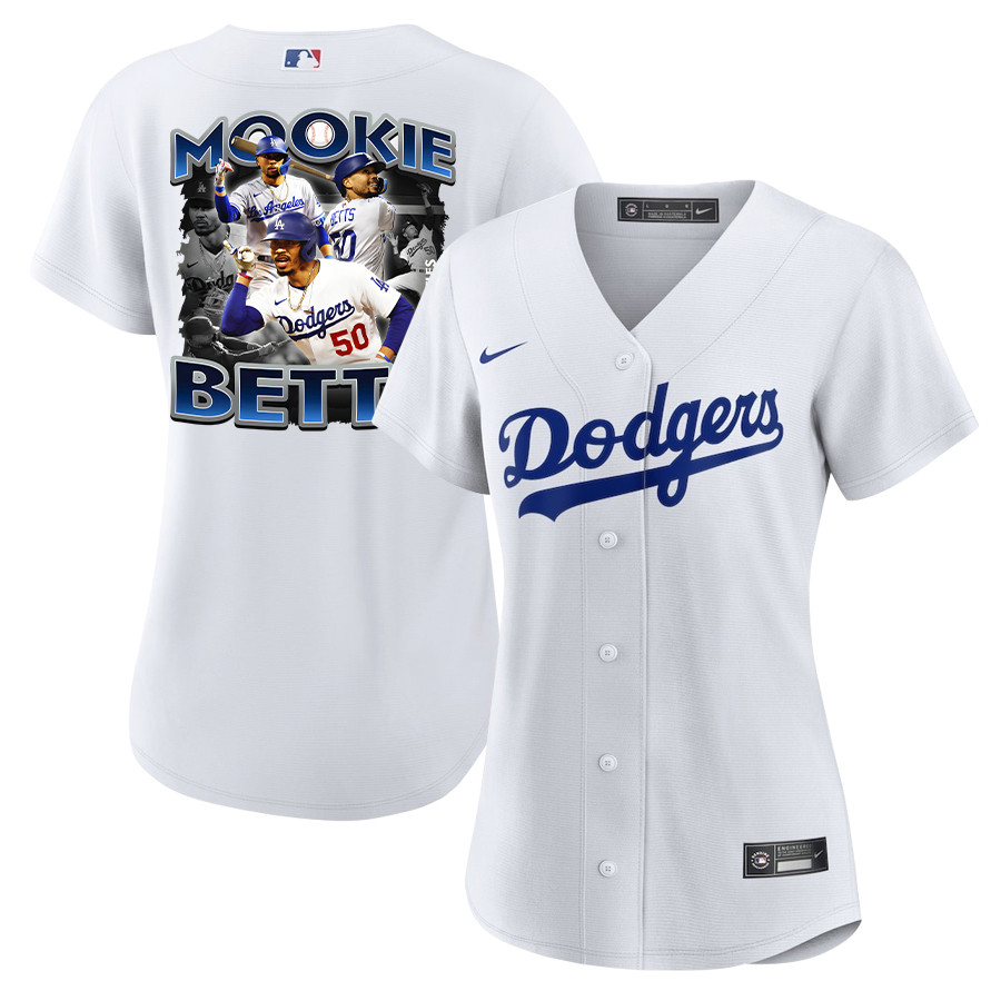 Mookie Betts 50 Los Angeles Dodgers Posture 2023 Home Player White MLB Jersey Women's