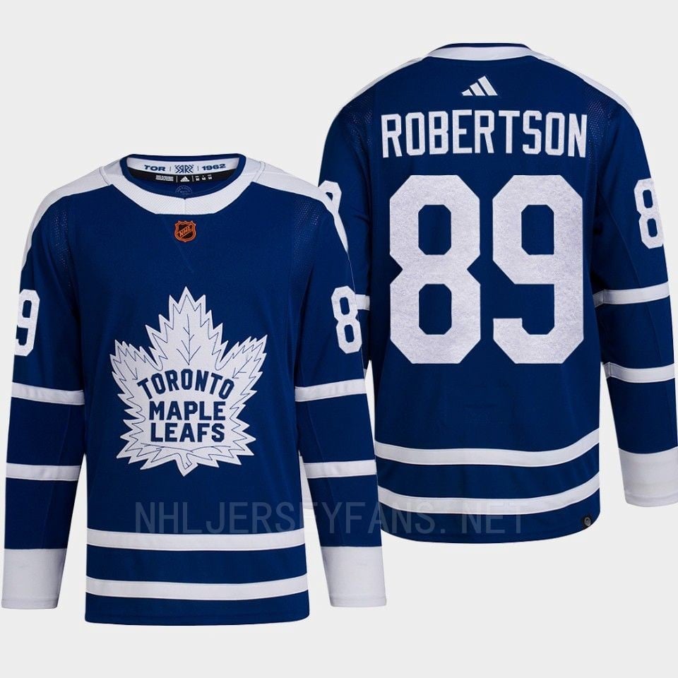 Toronto Maple Leafs 2022 Reverse Retro 2.0 Nick Robertson 89 Blue Primegreen NHL Jersey Men's