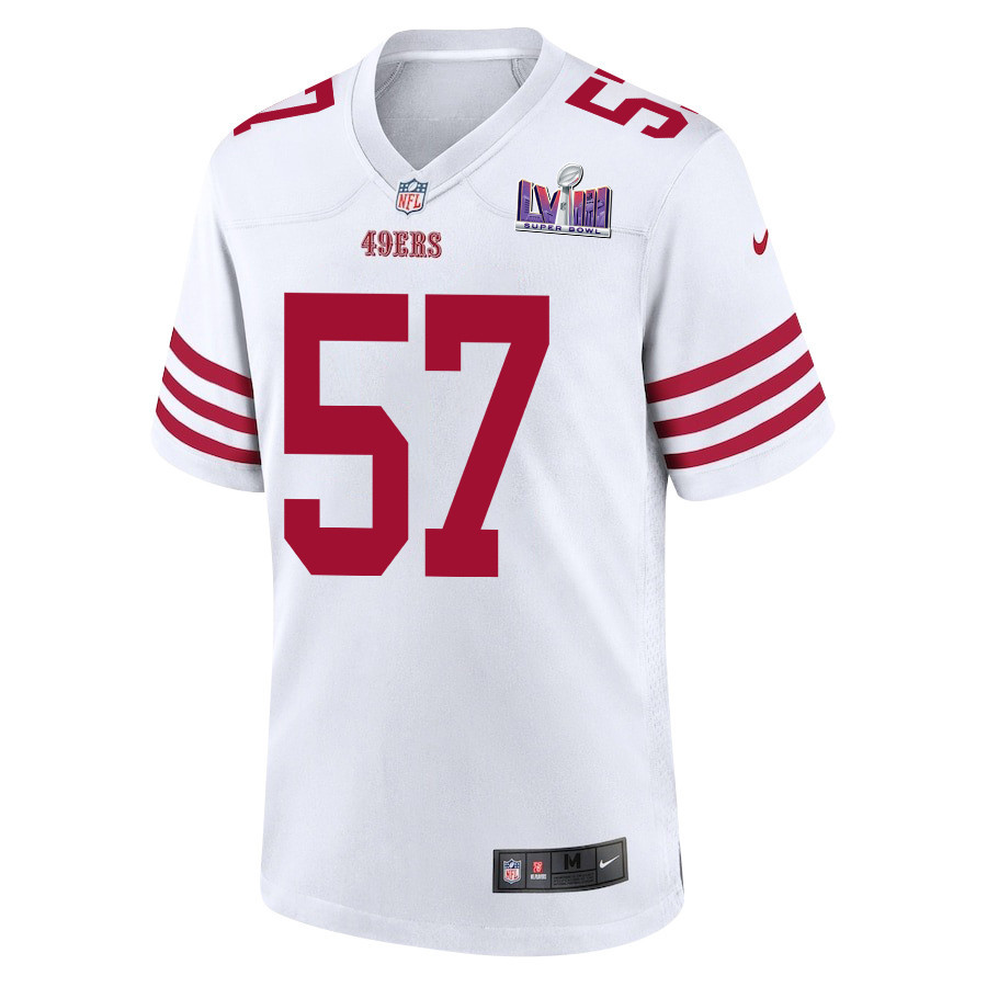 Dre Greenlaw 57 San Francisco 49ers Super Bowl LVIII Patch Game White NFL Jersey Men's