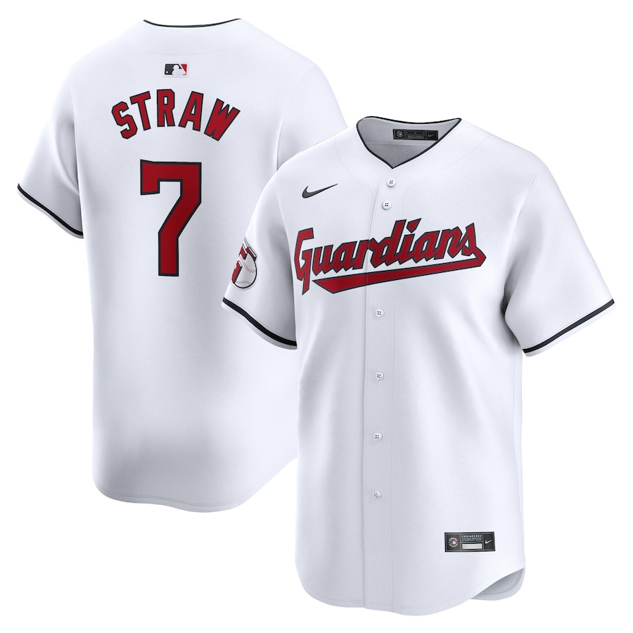 Myles Straw 7 Cleveland Guardians Home Limited Player White MLB Jersey Men's