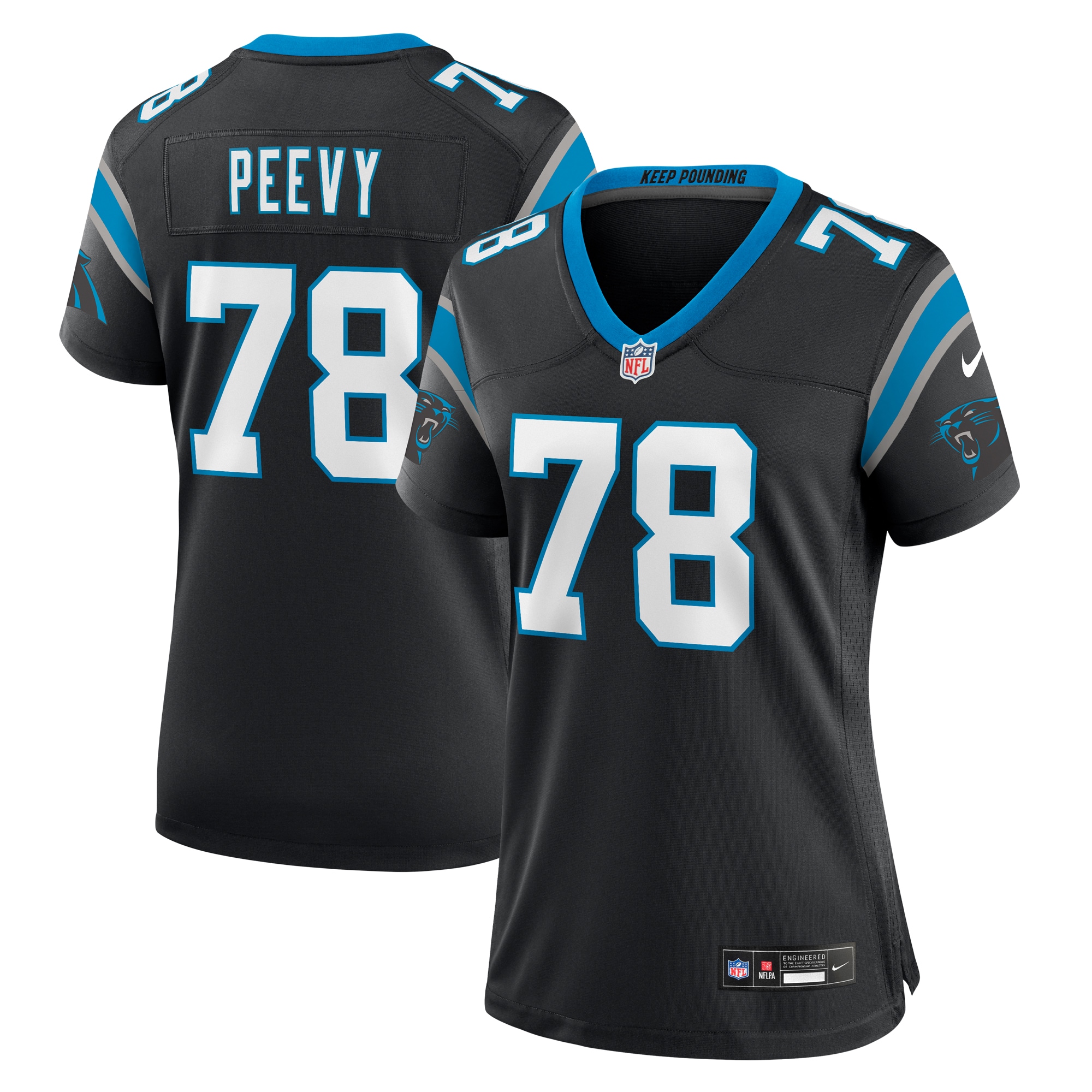 Carolina Panthers Jayden Peevy Black Game NFL Jersey Women's