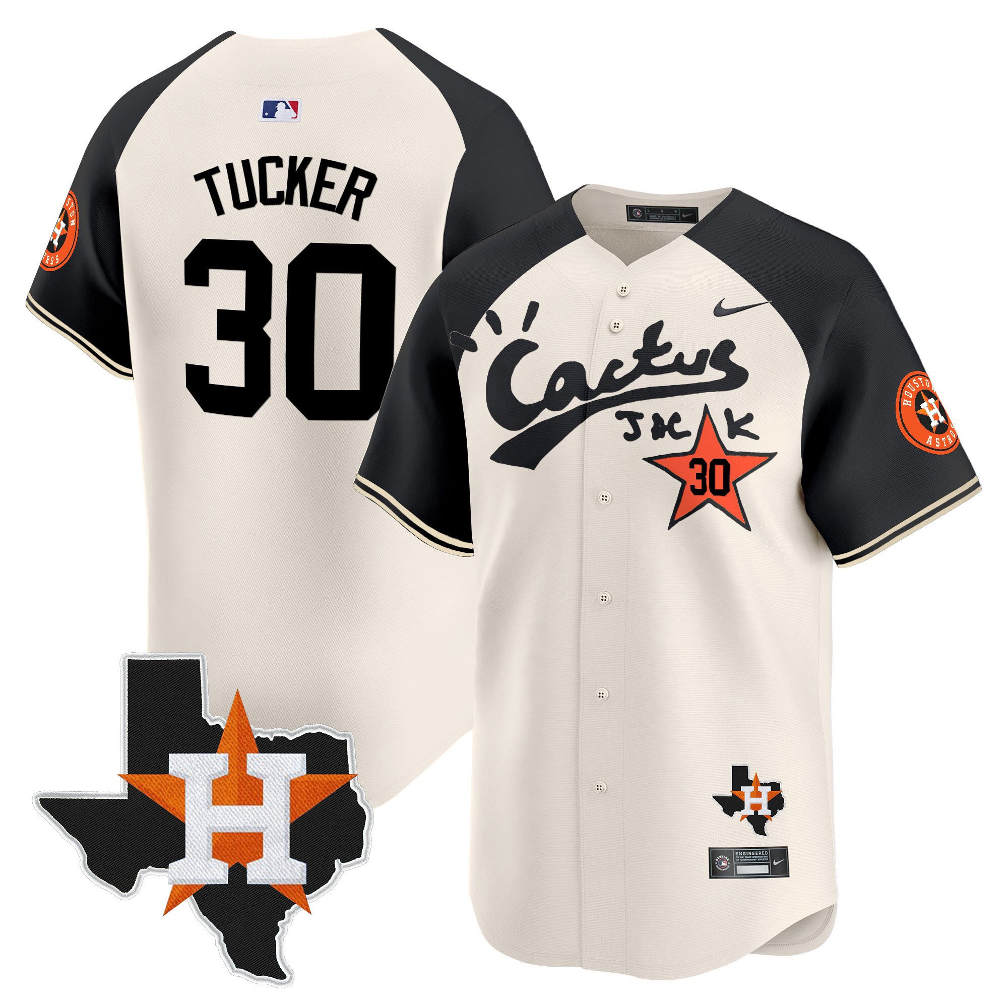Kyle Tucker 30 Houston Astros Cactus Jack Houston Patch Limited Cream Alternate MLB Jersey Men's