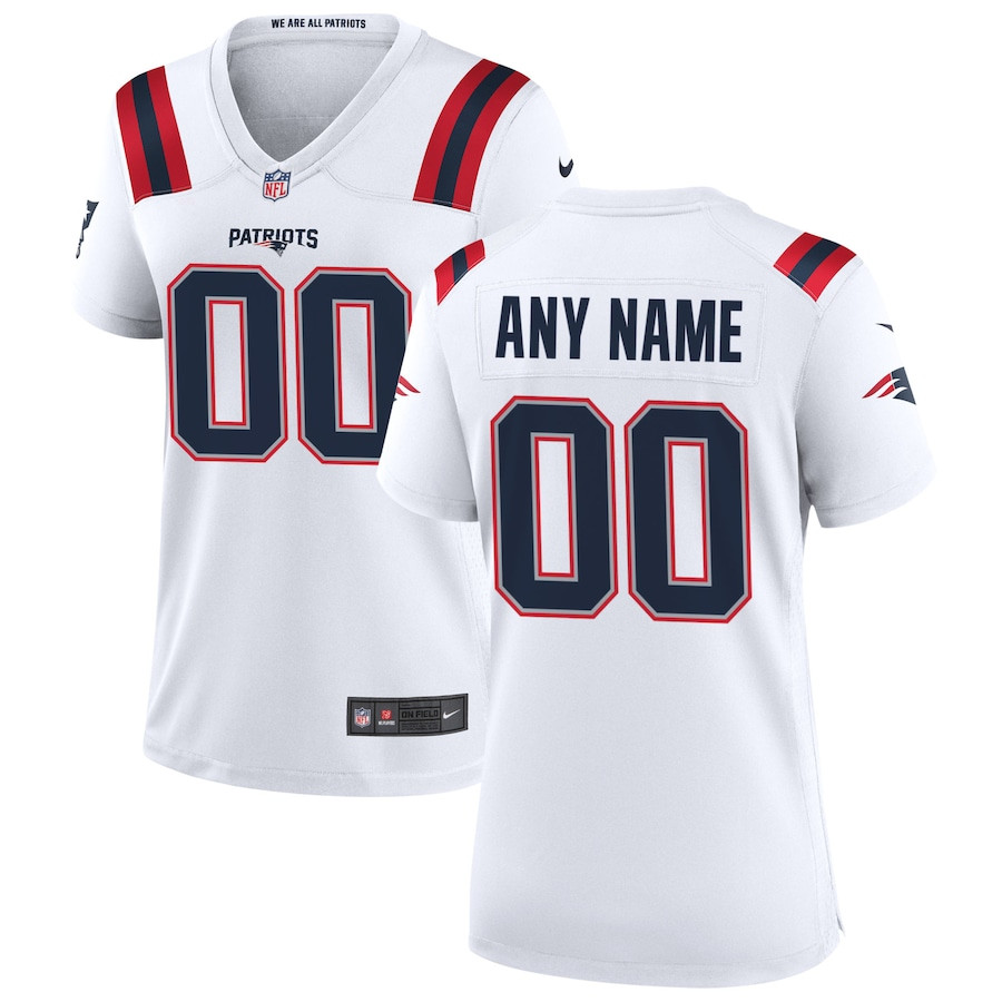 New England Patriots Custom Game White NFL Jersey Women's