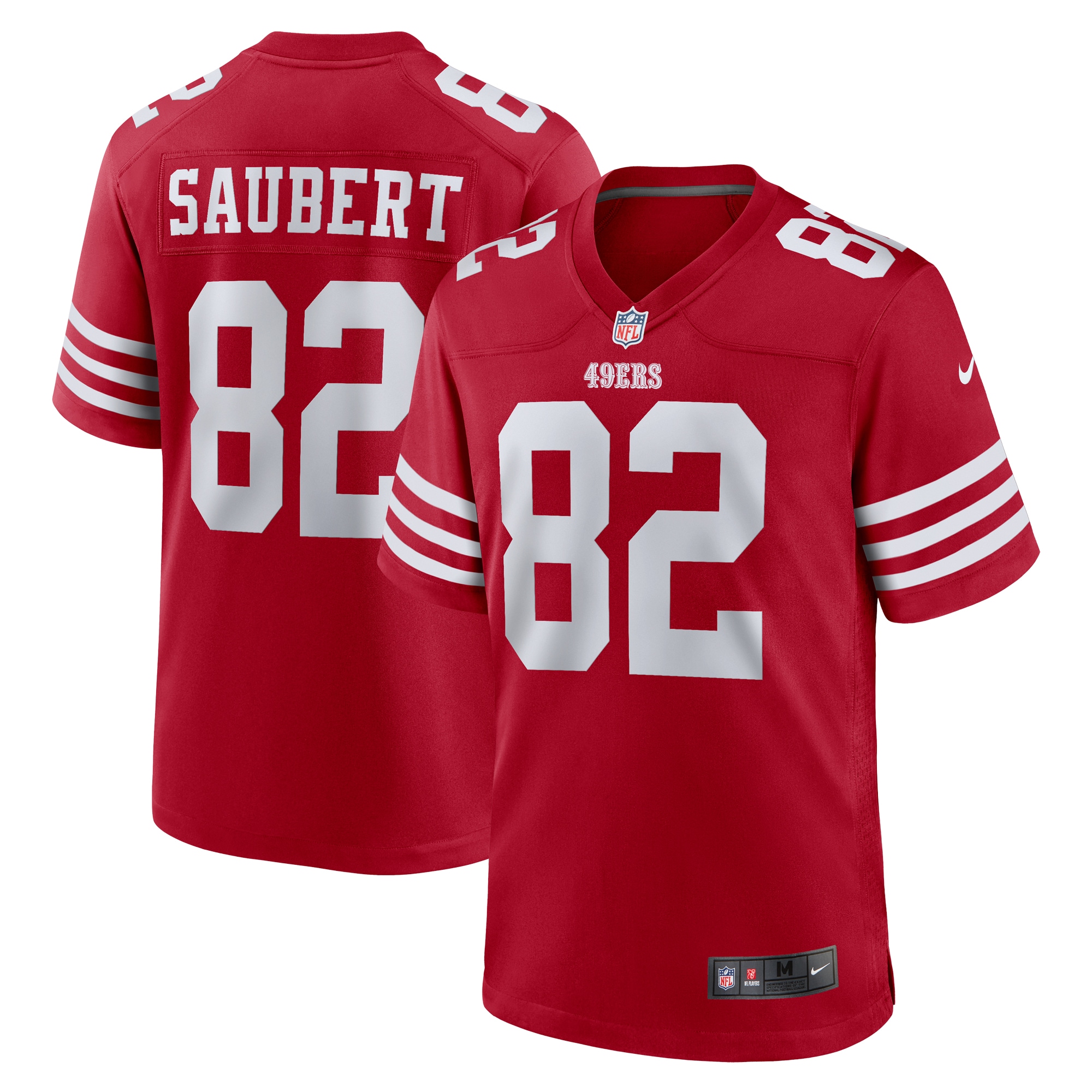 San Francisco 49ers Eric Saubert Scarlet Team Game NFL Jersey Men's