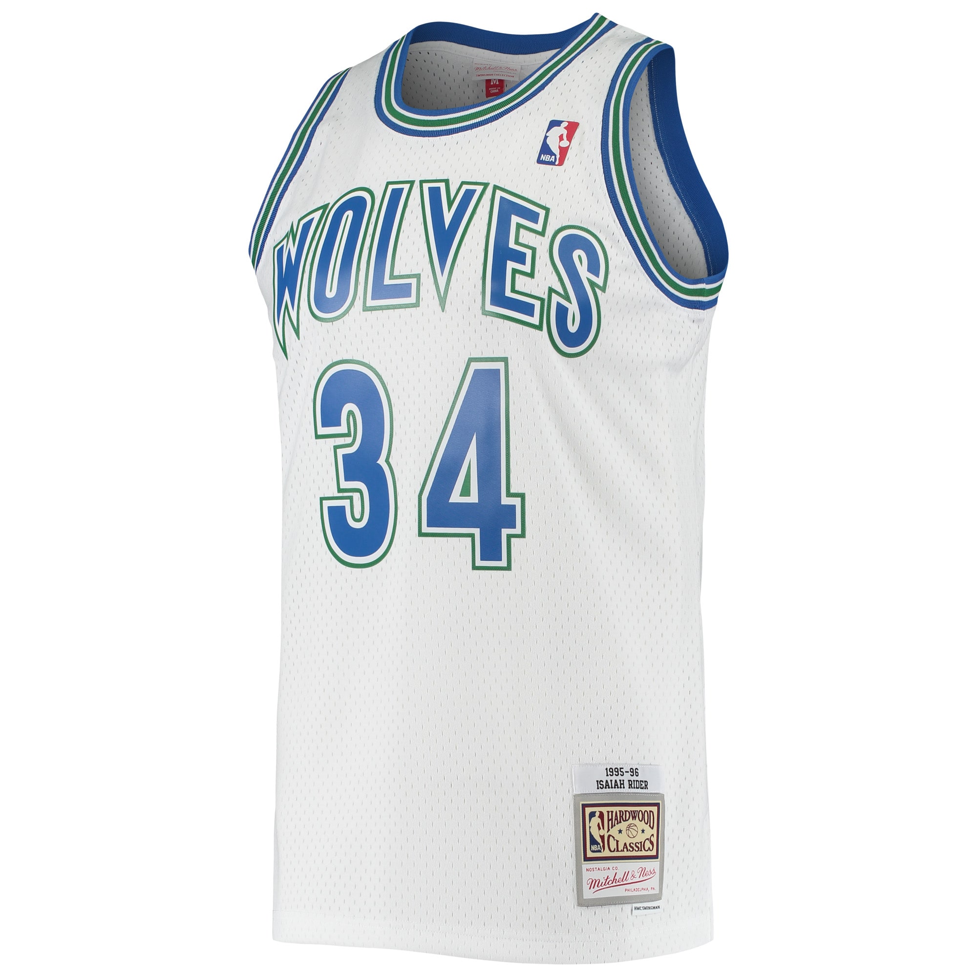 Mitchell Ness Isaiah Ride White Minnesota Timberwolves 1995-96 Hardwood Classics Swingman NBA Jersey Men's