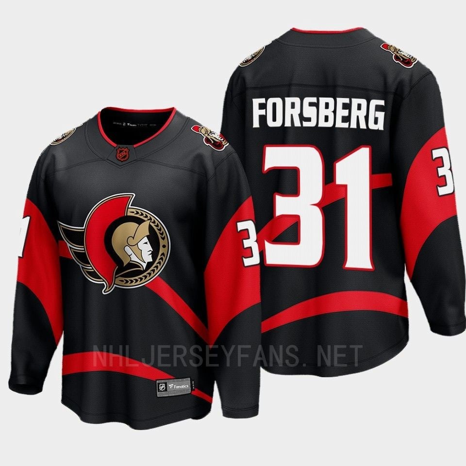 Ottawa Senators Anton Forsberg 31 Special Edition 2.0 Black Breakaway Player NHL Jersey Men's