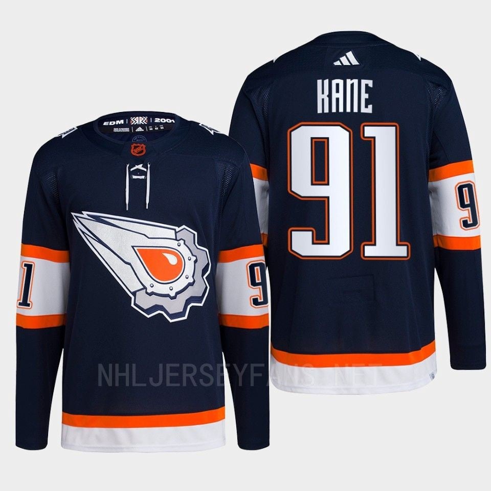 Edmonton Oilers Evander Kane 91 Navy Primegreen Reverse Retro 2.0 2022 NHL Jersey Men's