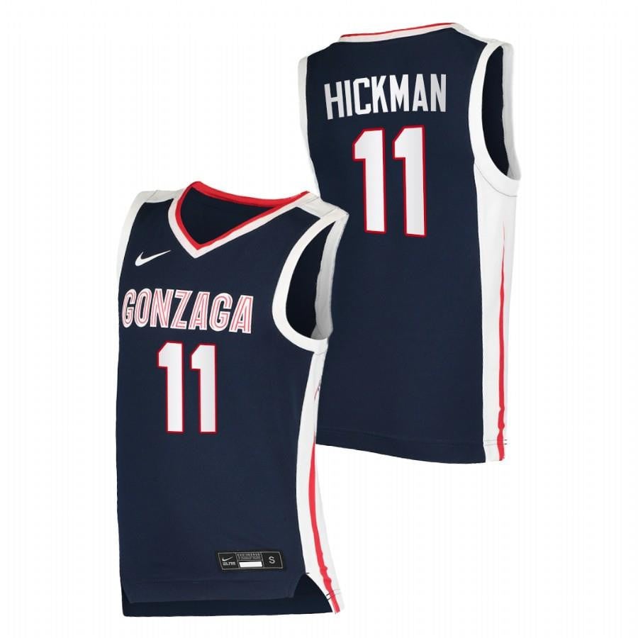 Gonzaga Bulldogs Nolan Hickman 11 Navy 2022 Draft top prospect Elite NCAA Jersey Men's