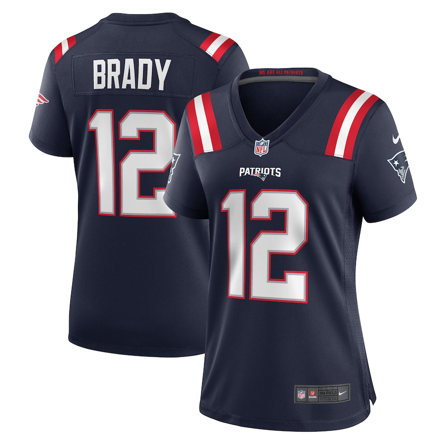 Tom Brady 12 New England Patriots Retired Game Navy NFL Jersey Women's