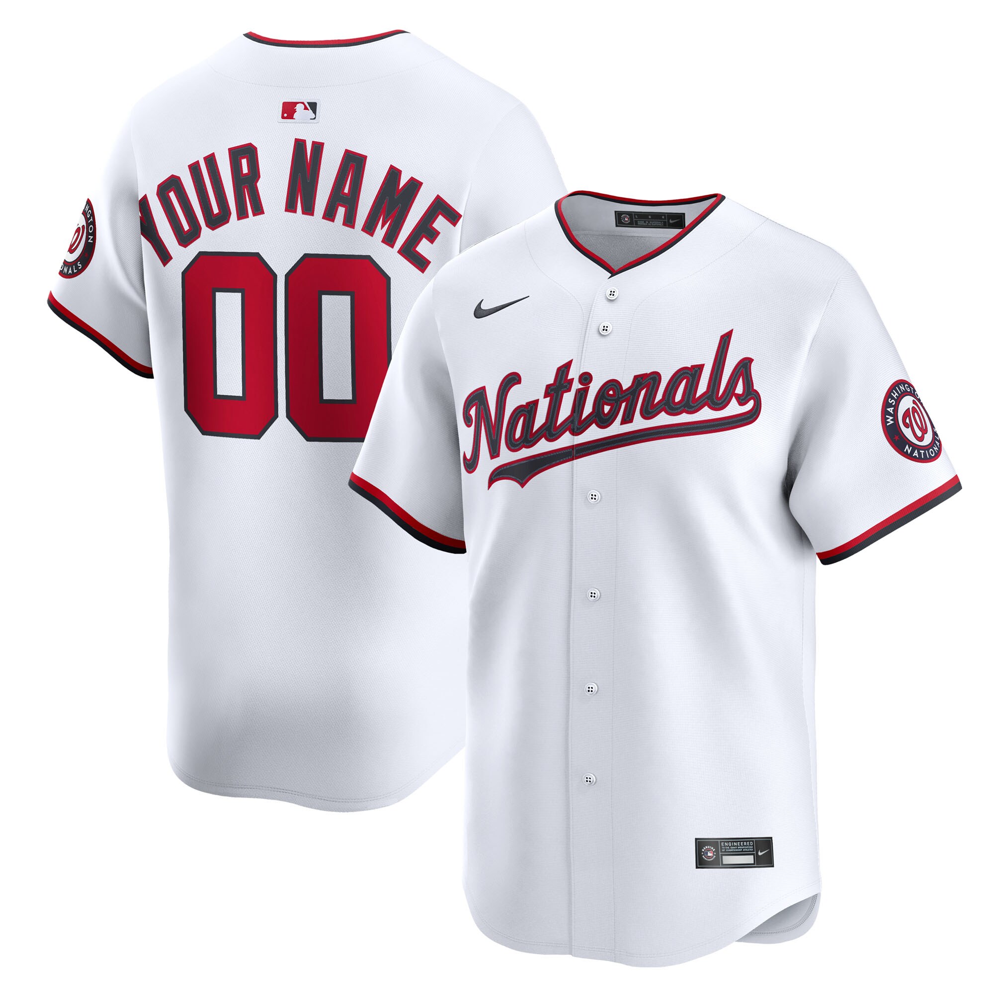 Washington Nationals White Home Limited Custom MLB Jersey Men's