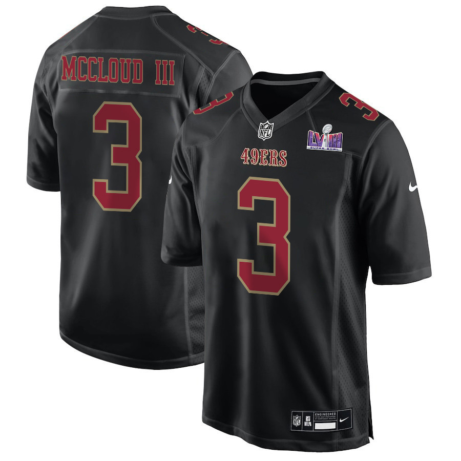 Ray-Ray McCloud III 3 San Francisco 49ers Super Bowl LVIII Patch Fashion Game Carbon Black NFL Jersey Men's