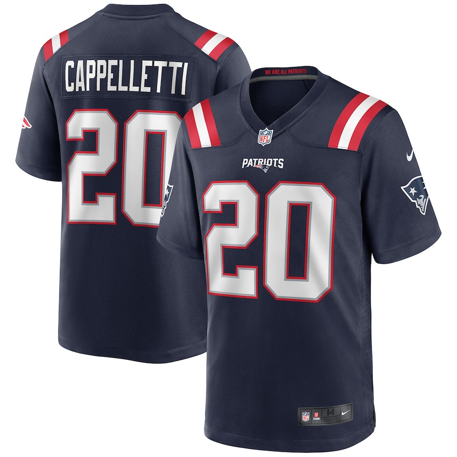Gino Cappelletti 20 New England Patriots Game Retired Navy NFL Jersey Men's