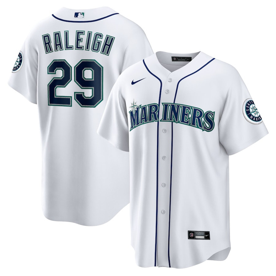 Cal Raleigh 29 Seattle Mariners Home White MLB Jersey Men's