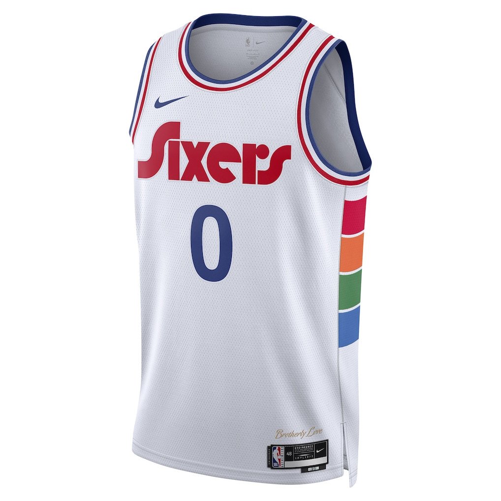 Tyrese Maxey 0 Philadelphia 76ers Unisex 2024/25 Swingman Player City Editio White NBA Jersey Unisex