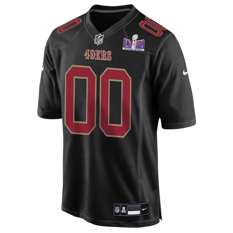 San Francisco 49ers Super Bowl LVIII Patch Fashion Game Custom Carbon Black NFL Jersey Men's