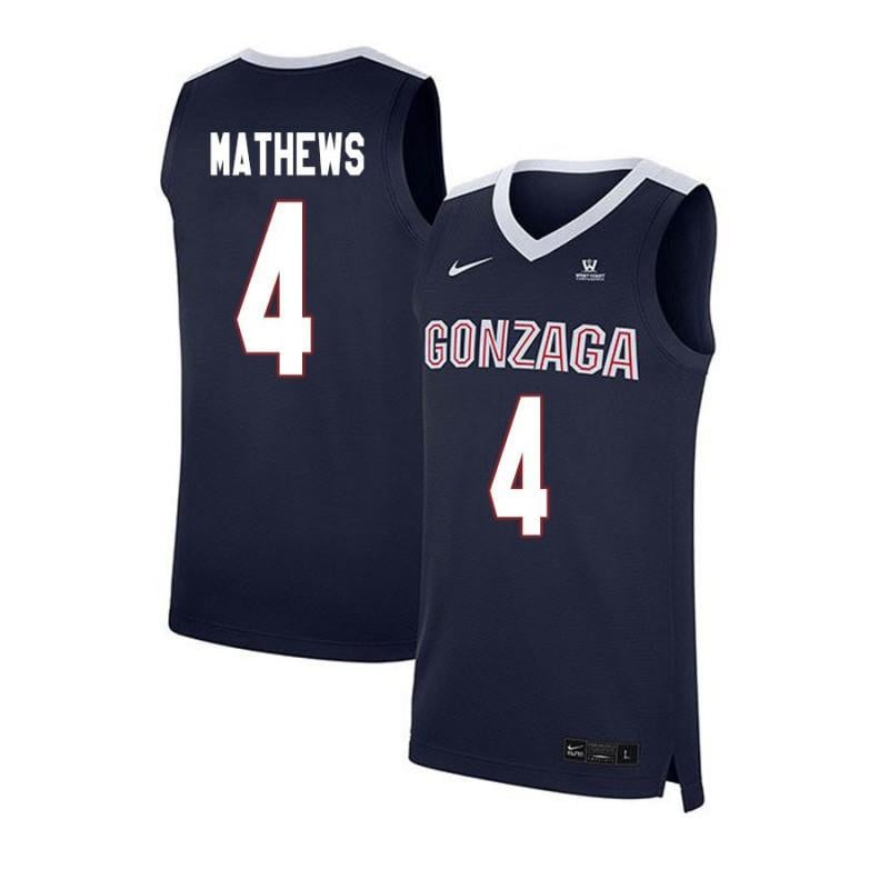 4 Jordan Mathews Navy Elite Gonzaga Bulldogs NCAA Jersey Men's