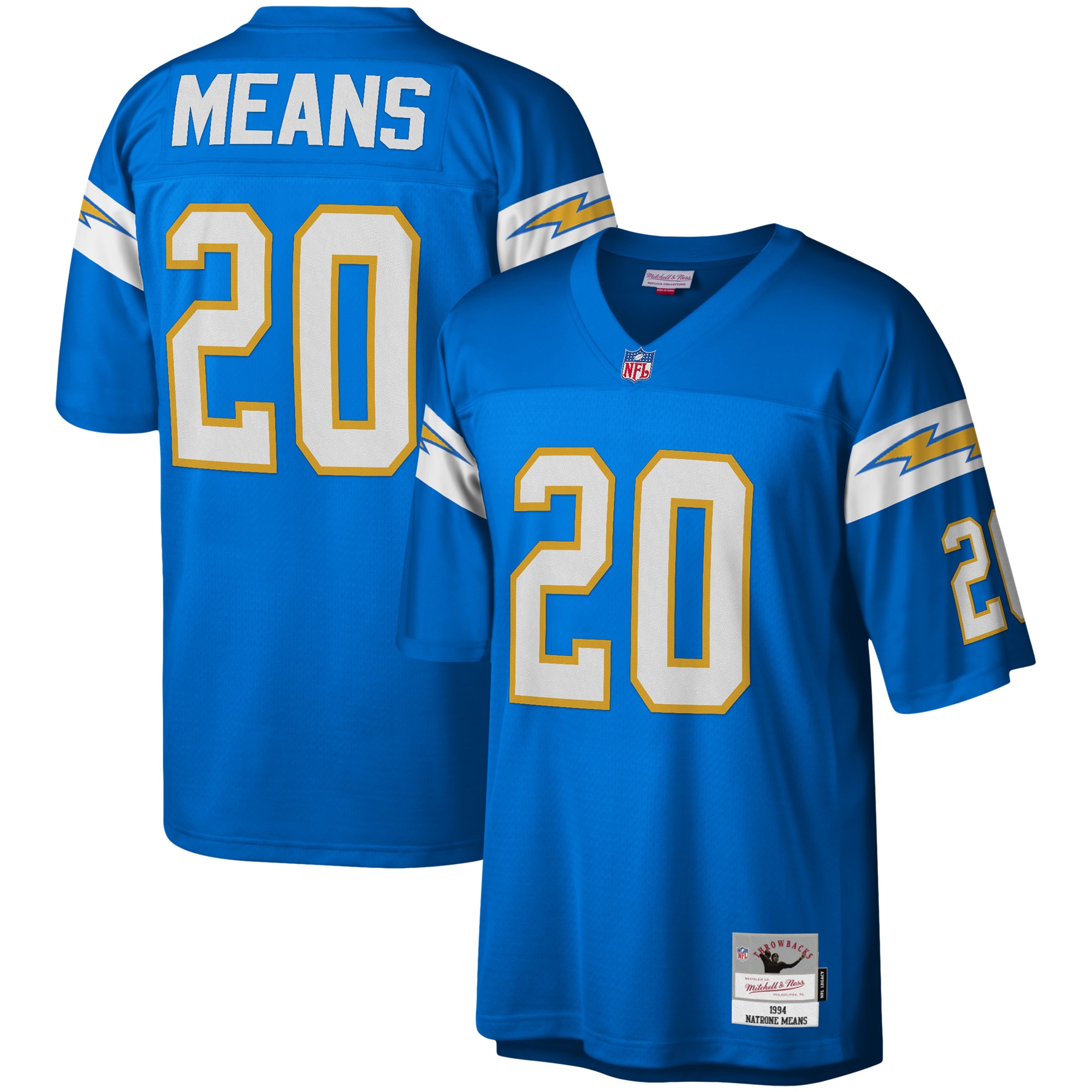Los Angeles Chargers Natrone Means Mitchell Ness Powder Blue Legacy NFL Jersey Men's