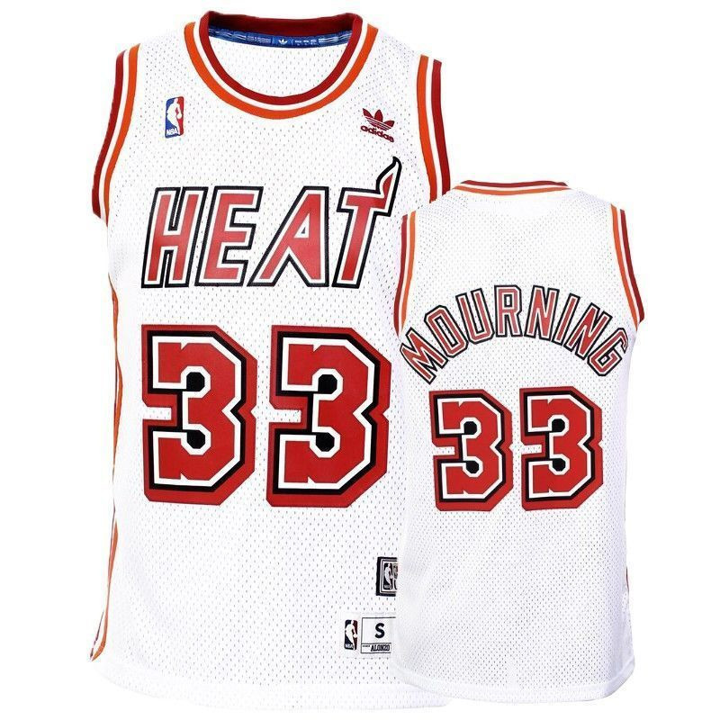 Miami Heat Alonzo Mournin White Hardwood Classics NBA Jersey Men's