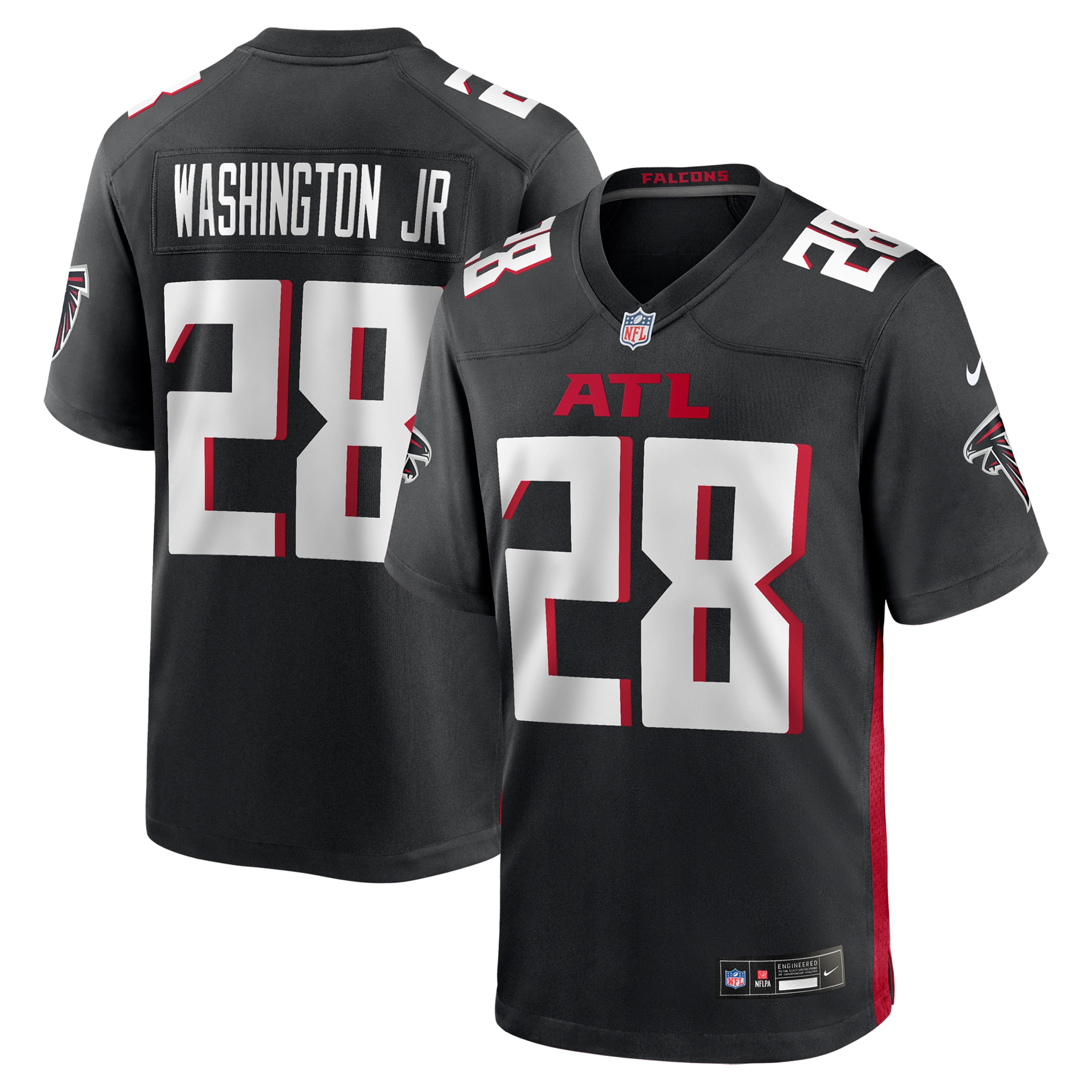 Atlanta Falcons Carlos Washington Jr. Black Team Game NFL Jersey Men's