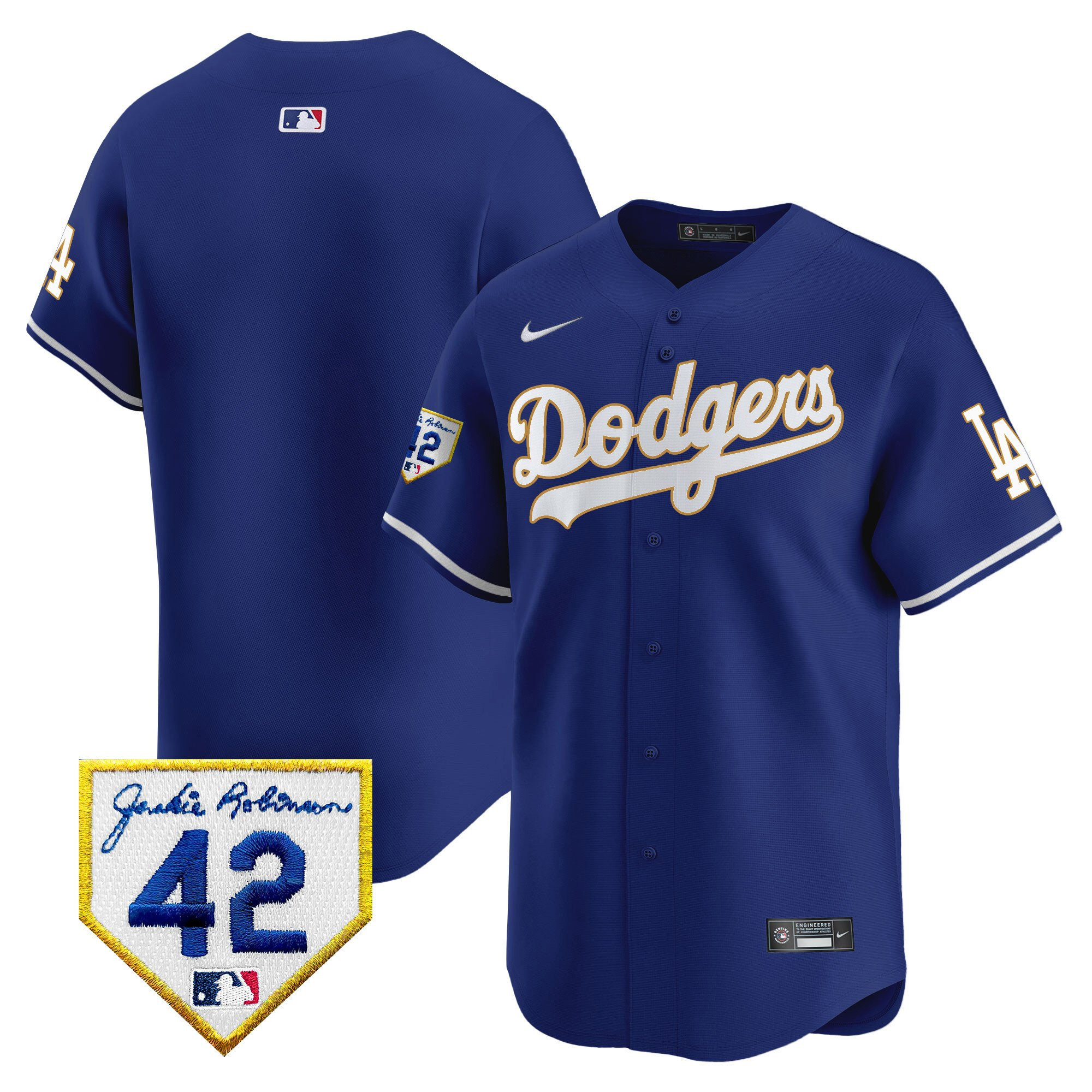 Los Angeles Dodgers 2024 Jackie Robinson Patch Royal MLB Jersey Men's