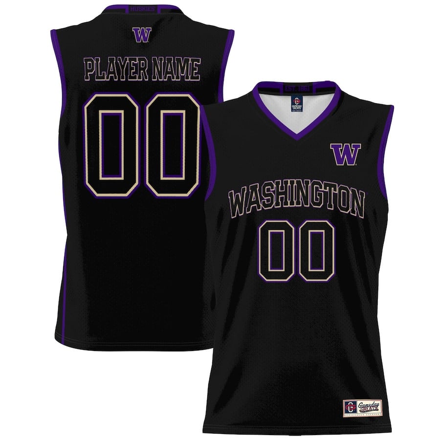 Washington Huskies NIL Custom Black NCAA Jersey Men's