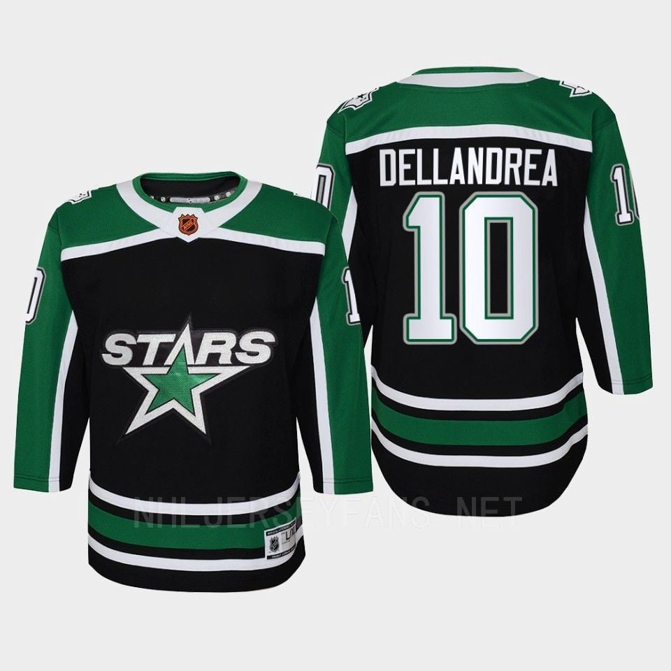 Dallas Stars 10 Ty Dellandrea Reverse Retro Black Equipment, NHL Jersey Youth