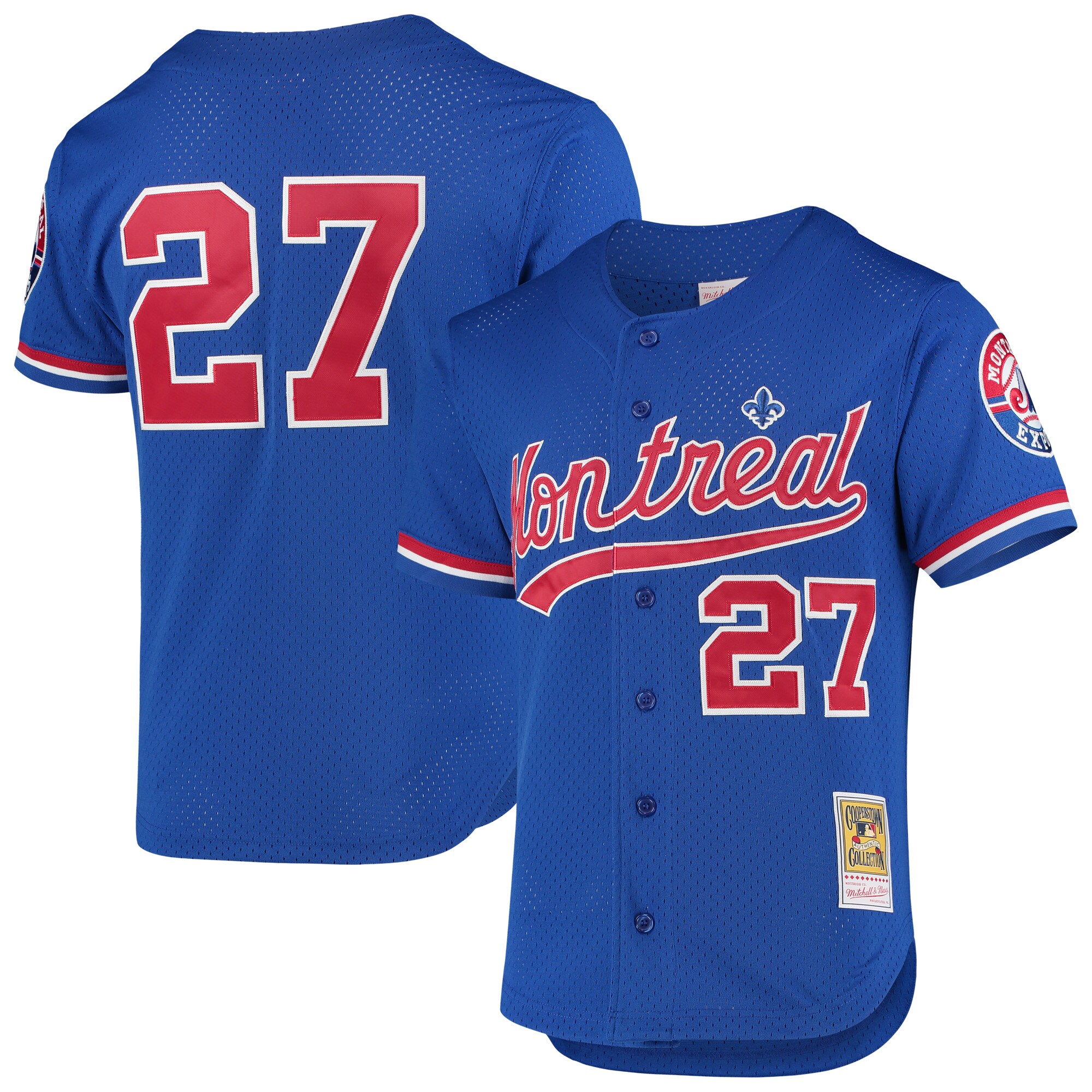 Montreal Expos Vladimir Guerrero Mitchell Ness Blue Cooperstown Collection Mesh Batting Practice Button-Up MLB Jersey Men's