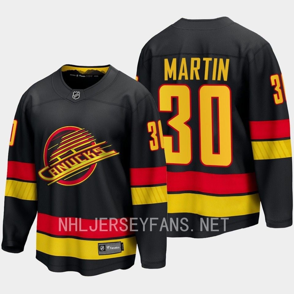 Vancouver Canucks Spencer Martin 30 2023-24 Alternate Breakaway Black NHL Jersey Men's