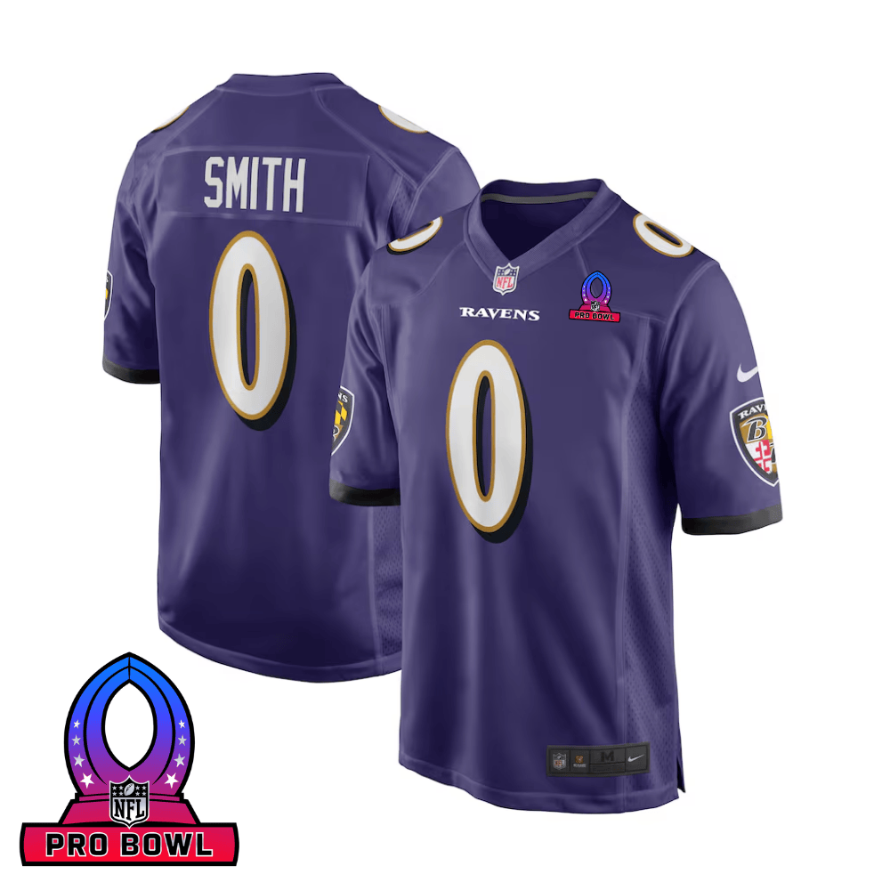 Roquan Smith 0 Baltimore Ravens 2025 Pro Bowl Patch Game Purple NFL Jersey Men's