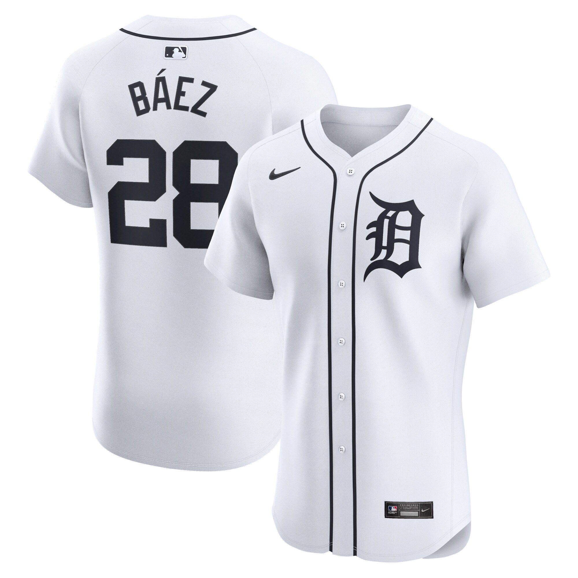 Detroit Tigers Javier Baez White Home Elite Player MLB Jersey Men's