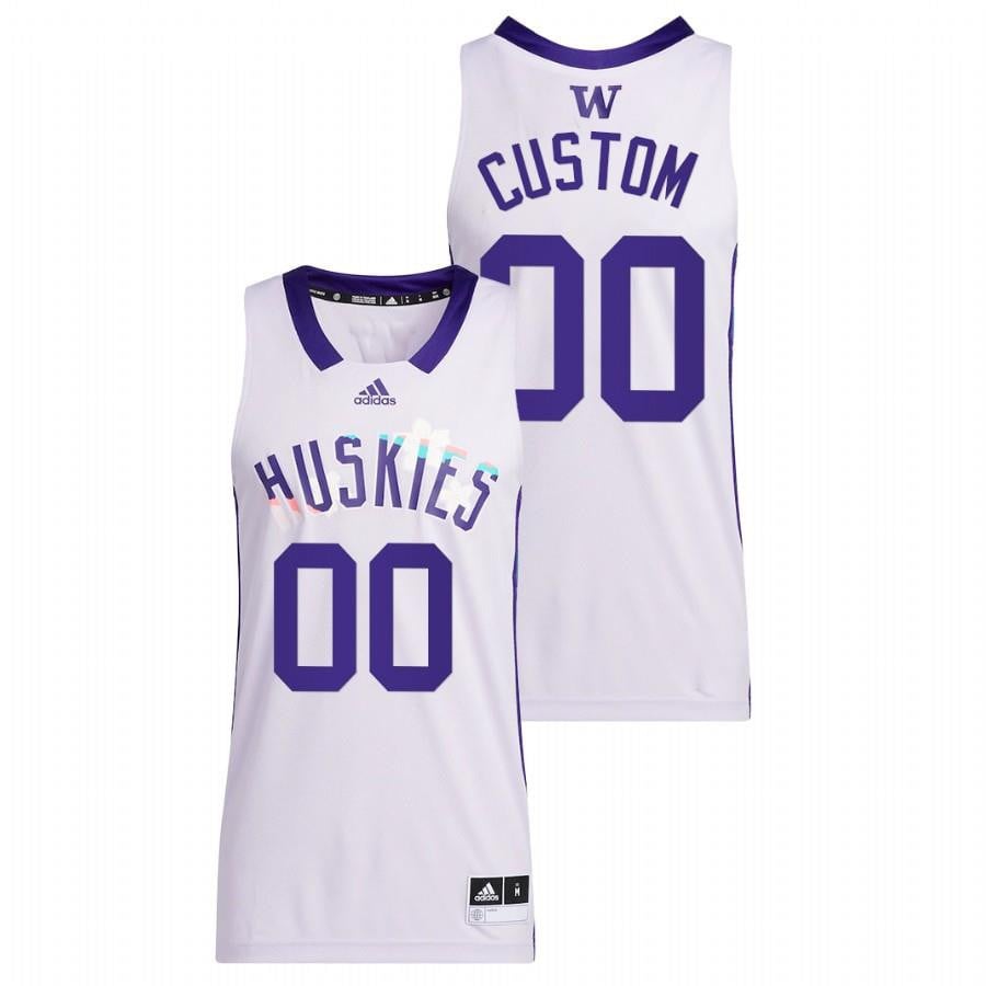 Custom 0 White Washington Huskies 2022 Honoring Black Excellence NCAA Jersey Men's
