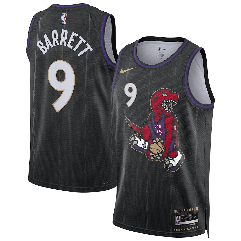 RJ Barrett 9 Toronto Raptors Unisex 2024/25 Swingman Player City Edition Black NBA Jersey Unisex