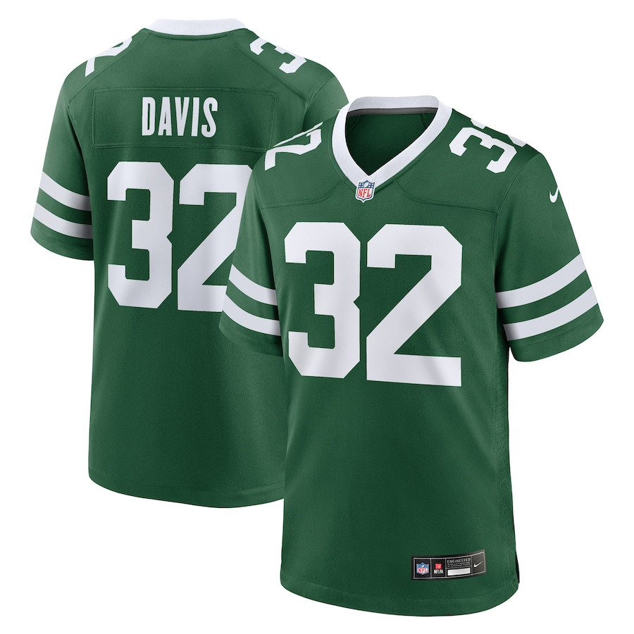 Isaiah Davis 32 New York Jets Team Game Legacy Green NFL Jersey Men's
