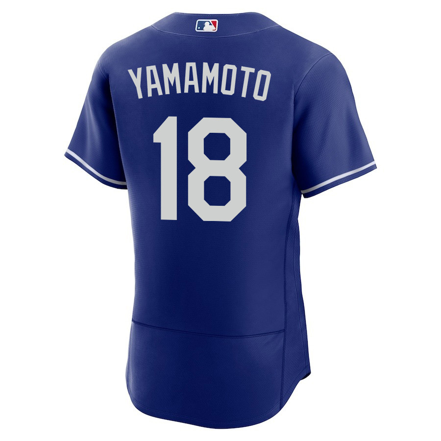 Yoshinobu Yamamoto 18 Los Angeles Dodgers Alternate ELITE Royal MLB Jersey Men's