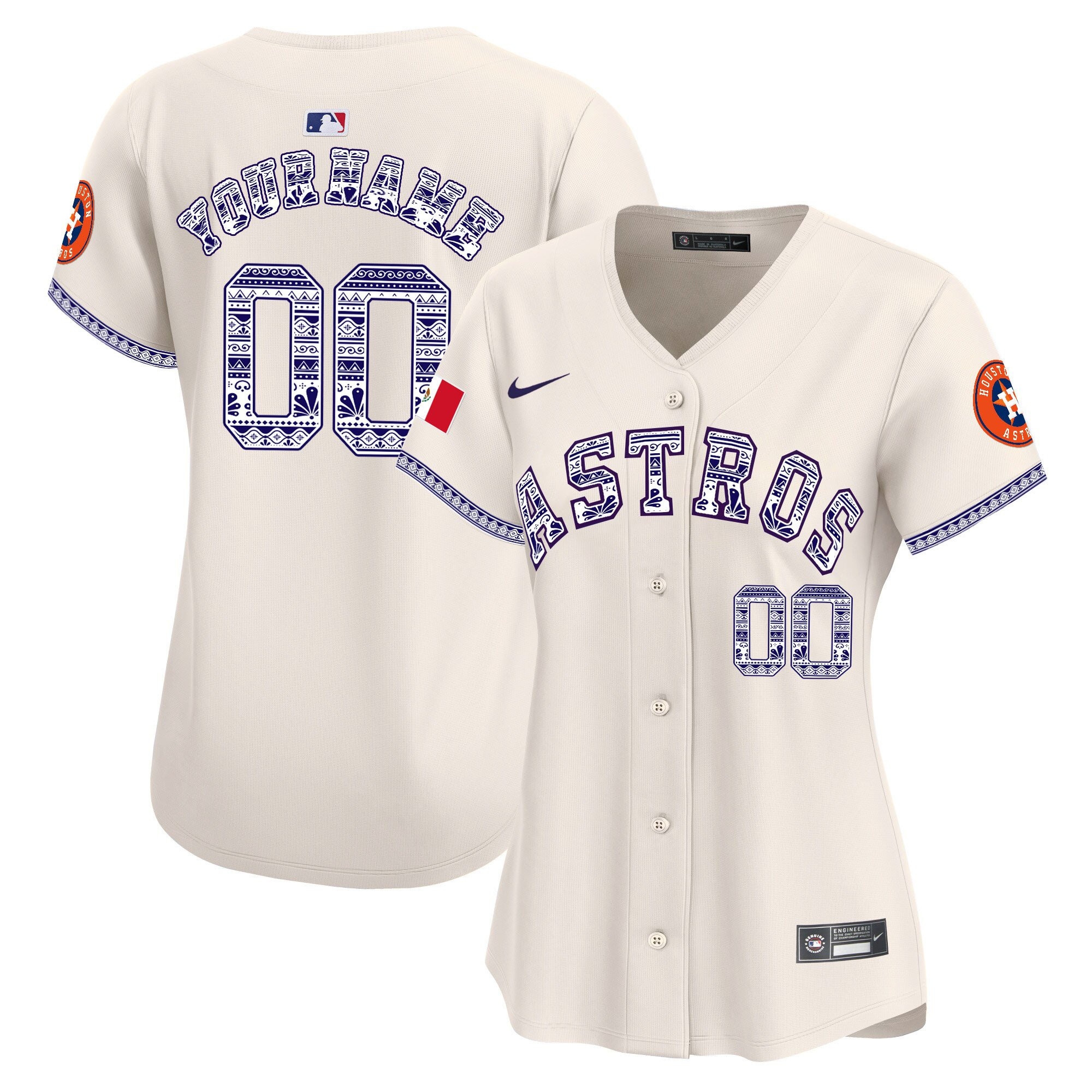 Houston Astros Mexico Custom Cream MLB Jersey Women's